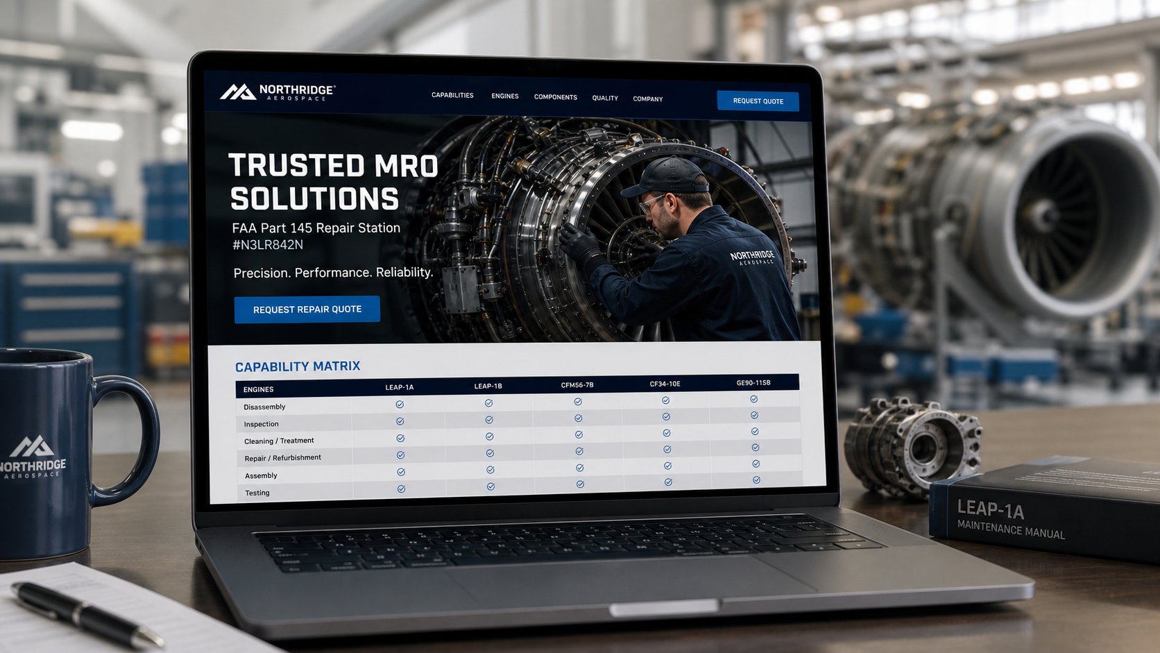 Custom website design for an FAA Part 145 MRO repair station