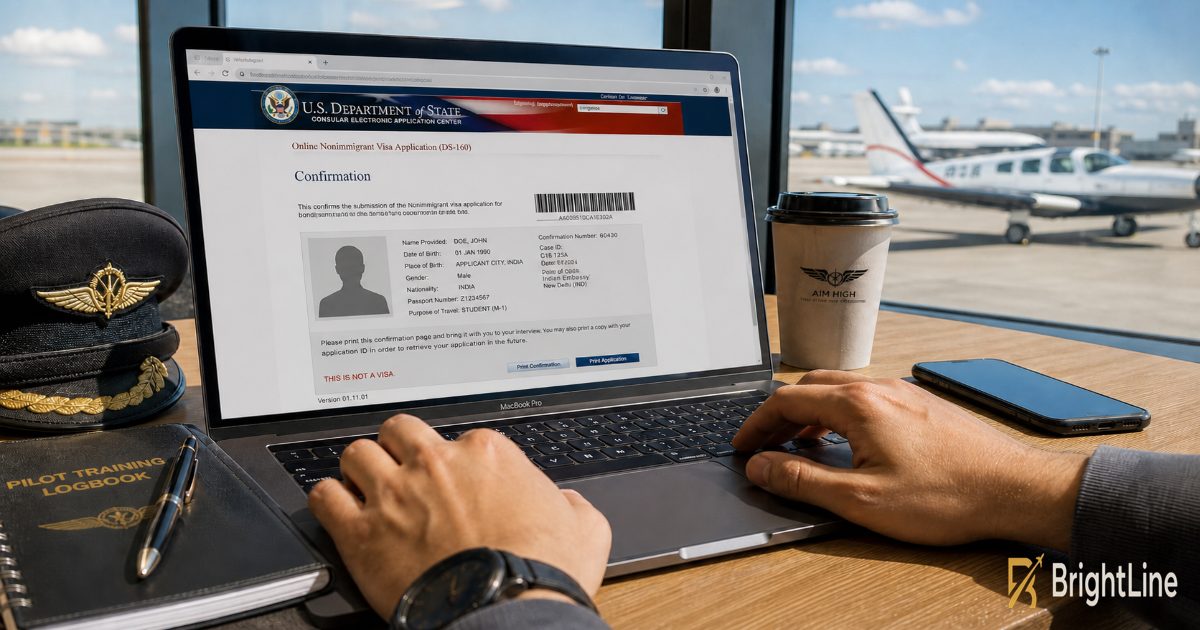 DS-160 form for M-1 visa pilot training